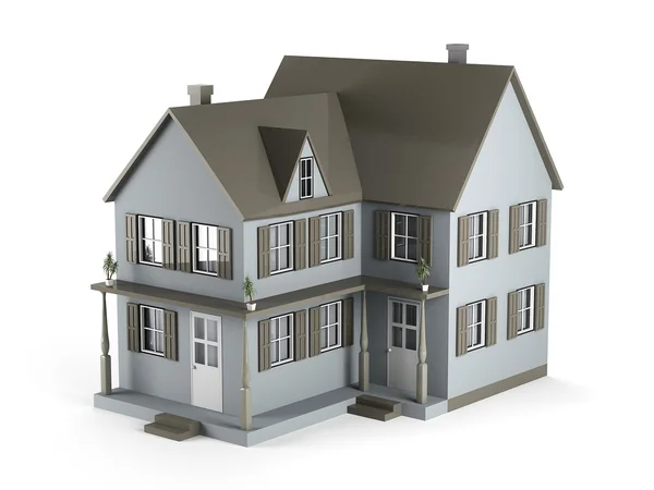 Dům. dvou patrový dům šedé barvy. 3D grafika — Stock fotografie