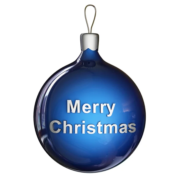 Bola Azul Navidad Con Felicitaciones —  Fotos de Stock