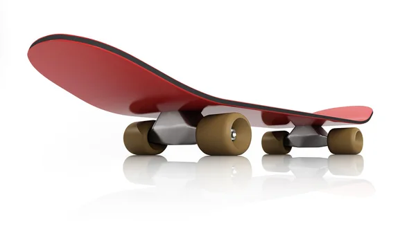 Skateboard Rojo Sobre Fondo Blanco Primer Plano —  Fotos de Stock