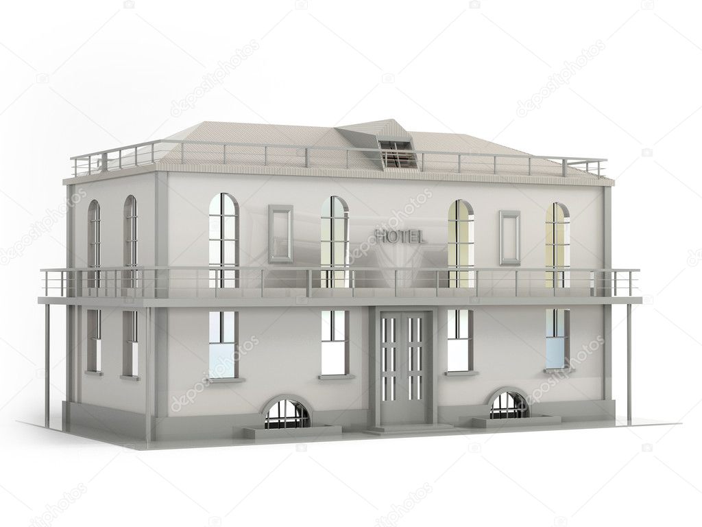 This 3D model of the hotel