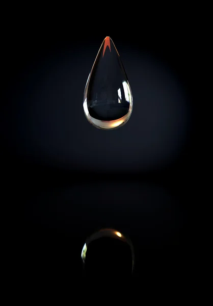 Drop Water Black Background Reflection — Stock Photo, Image