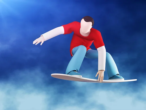 Snowboarder 3D agarrar —  Fotos de Stock