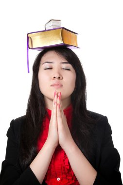 Girl with books on her head clipart