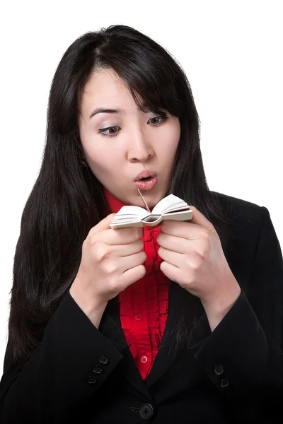 stock image Asian woman with small book