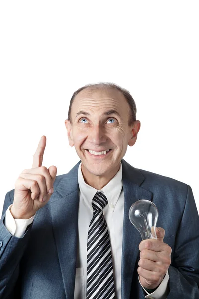 Man with bulb — Stock Photo, Image