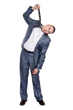 Businessman hanged by necktie clipart