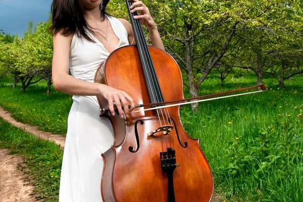 Mujer tocando el violonchelo —  Fotos de Stock