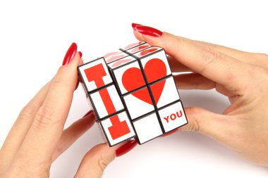 Hand holds the heart, i love you clipart