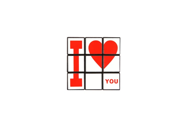 Happy Valentijnsdag kubus. Ik hou van jou — Stockfoto