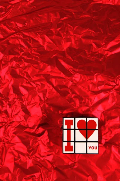 Happy Valentines Day Cube Red Background — Stock Photo, Image