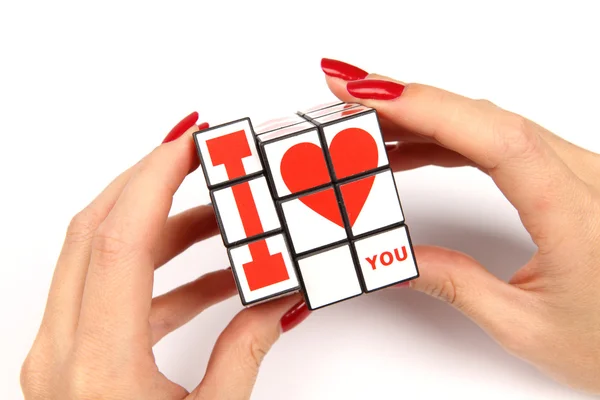 Hand Håller Hjärtat Jag Älskar Dig — Stockfoto