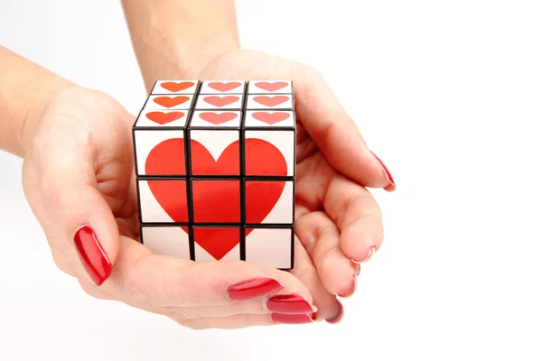 Woman Makes Present Her Heart — Stock Photo, Image