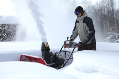 Snow blowing man clipart