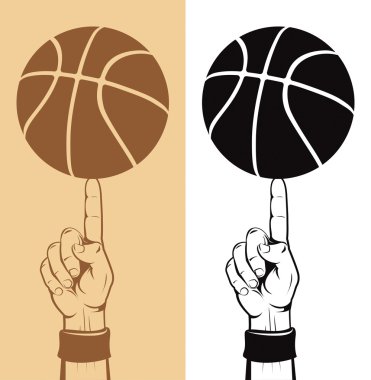 Basketball Ball On The Finger Vector Drawing clipart