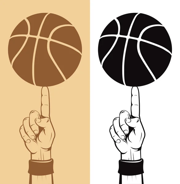 Basketball Ball Finger Vector Drawing — Stock Vector