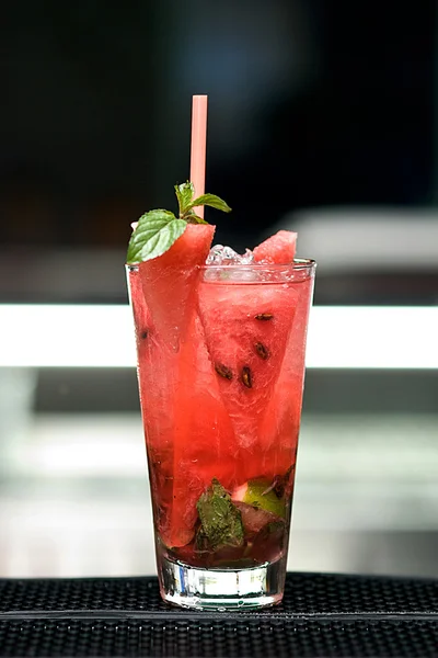 stock image Watermelon cocktail with ice and mint