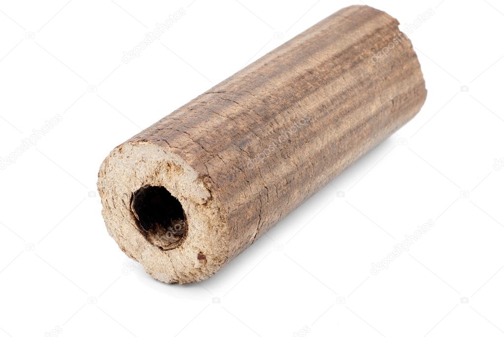 Briquettes firewood isolation on white
