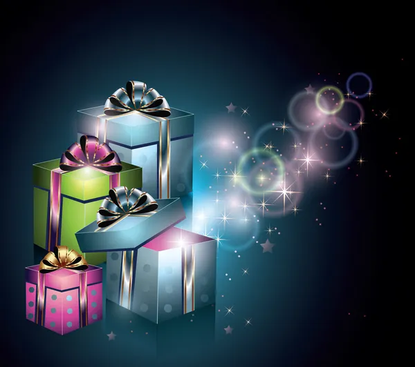 Boîtes cadeaux magiques — Image vectorielle