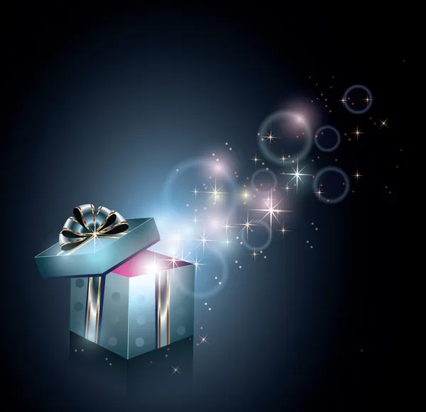 Gift Box Magical Light — Stock Vector