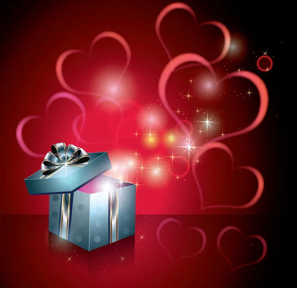 礼品盒与魔法的光芒 — 图库矢量图片