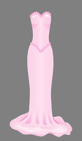 Vestido Novia Flaco Rosa Con Rosas — Archivo Imágenes Vectoriales