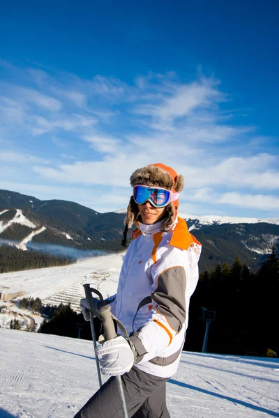 Jeune Femme Vacances Ski — Photo