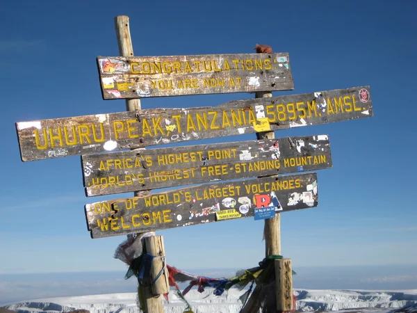 Vista Kilimanjaro Uhuru Peak Telhado África Montanha Mais Alta África Imagens Royalty-Free