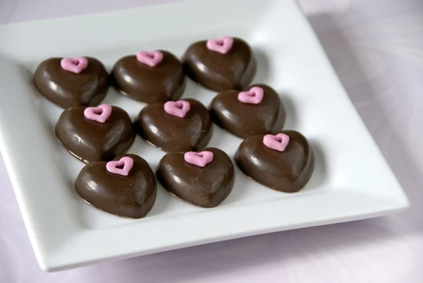 Corações Chocolate Valentim Casamentos — Fotografia de Stock