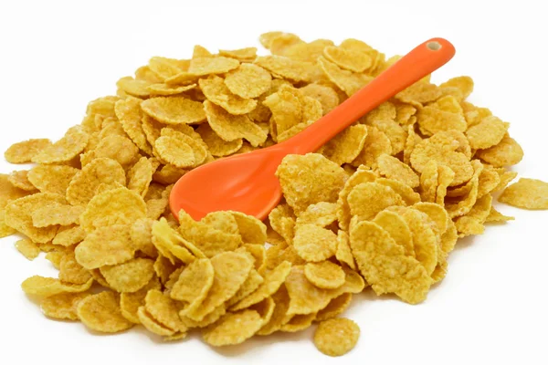 Bom Cereal Seco Com Colher Laranja — Fotografia de Stock