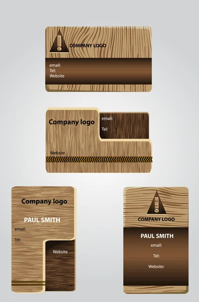 Ξύλινα Σχεδιασμός Επαγγελματικές Κάρτες Για Ξύλο Εργασίας Επιχειρήσεων Ξύλο Που — Διανυσματικό Αρχείο