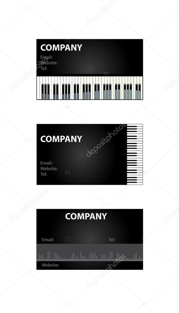 Black business cards for musicians or for music related business