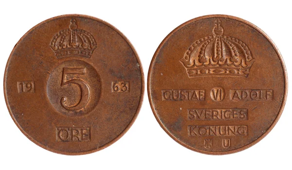 Античная монета Швеции 1963года — стоковое фото