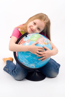 Child with globe clipart