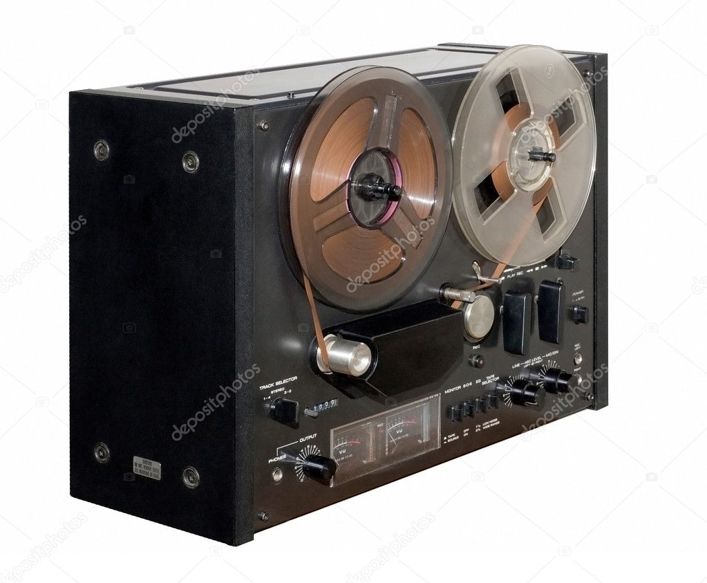Black old reel tape recorder