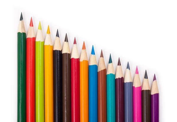 Lápis coloridos isolados sobre fundo branco — Fotografia de Stock