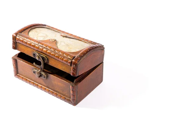 stock image Isolated wooden treasure chest on white background