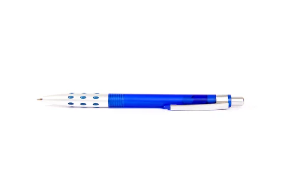 Penna blu isolata su sfondo bianco — Foto Stock