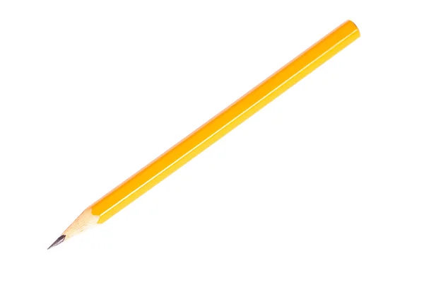 Bleistift Von Gelber Farbe Isoliert Auf Weißem Hintergrund — Stockfoto