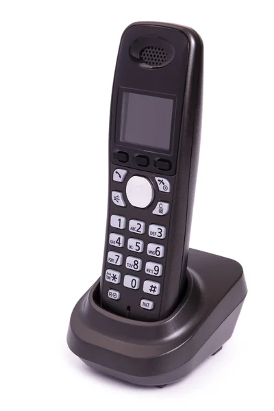 Telefon Černé Barvy Digitální Bezdrátový Izolovaných Bílém — Stock fotografie
