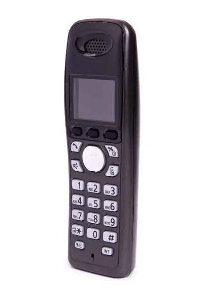 Telefone Cor Preta Digital Sem Fio Isolado Branco — Fotografia de Stock
