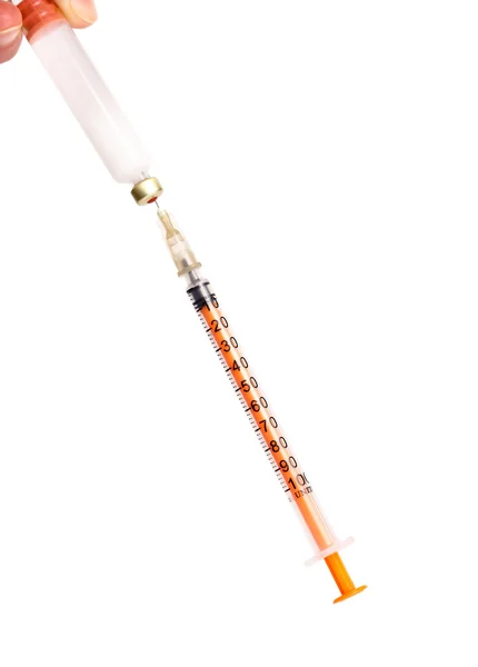 인슐린 바늘으로 인슐린에 주사기 — 스톡 사진