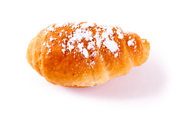 Croissant Mit Puderzucker Auf Weißem Hintergrund — Stockfoto
