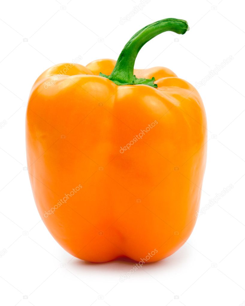 Orange paprika (pepper) isolated on a white background