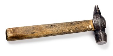 Old shabby working hammer of handwork on the wooden handle clipart
