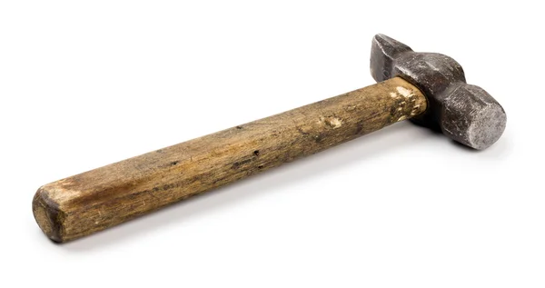 Stary brudny młot pracy ręcznych na drewnianym uchwytem — Zdjęcie stockowe