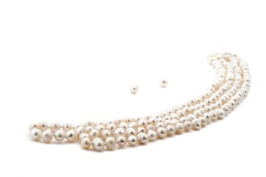 Pearl necklace on white background clipart