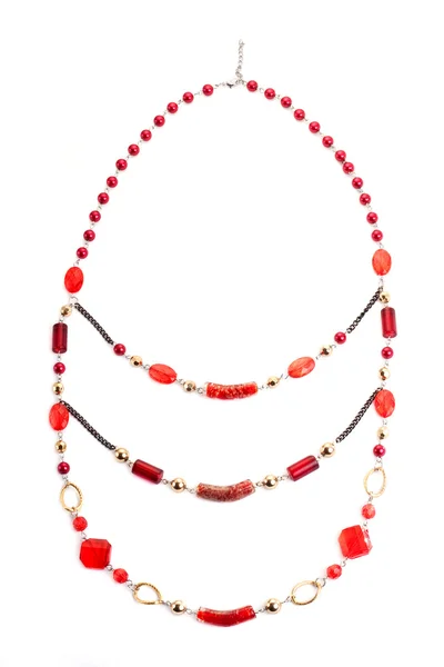 Röda Pärla Halsband Vit — Stockfoto