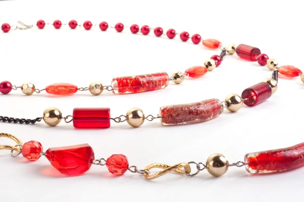 Halskette aus rotem Edelstein — Stockfoto
