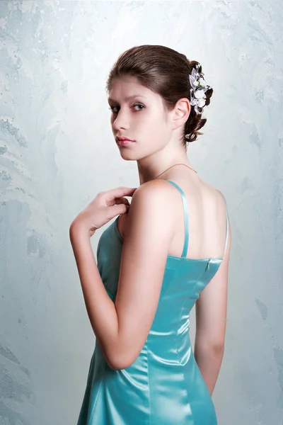 Beautiful Girl Cold Background — Stock Photo, Image