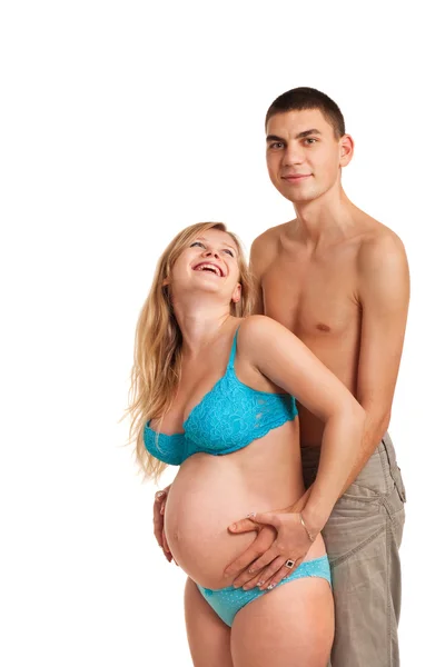 Coppia felice - donna incinta con suo marito — Foto Stock